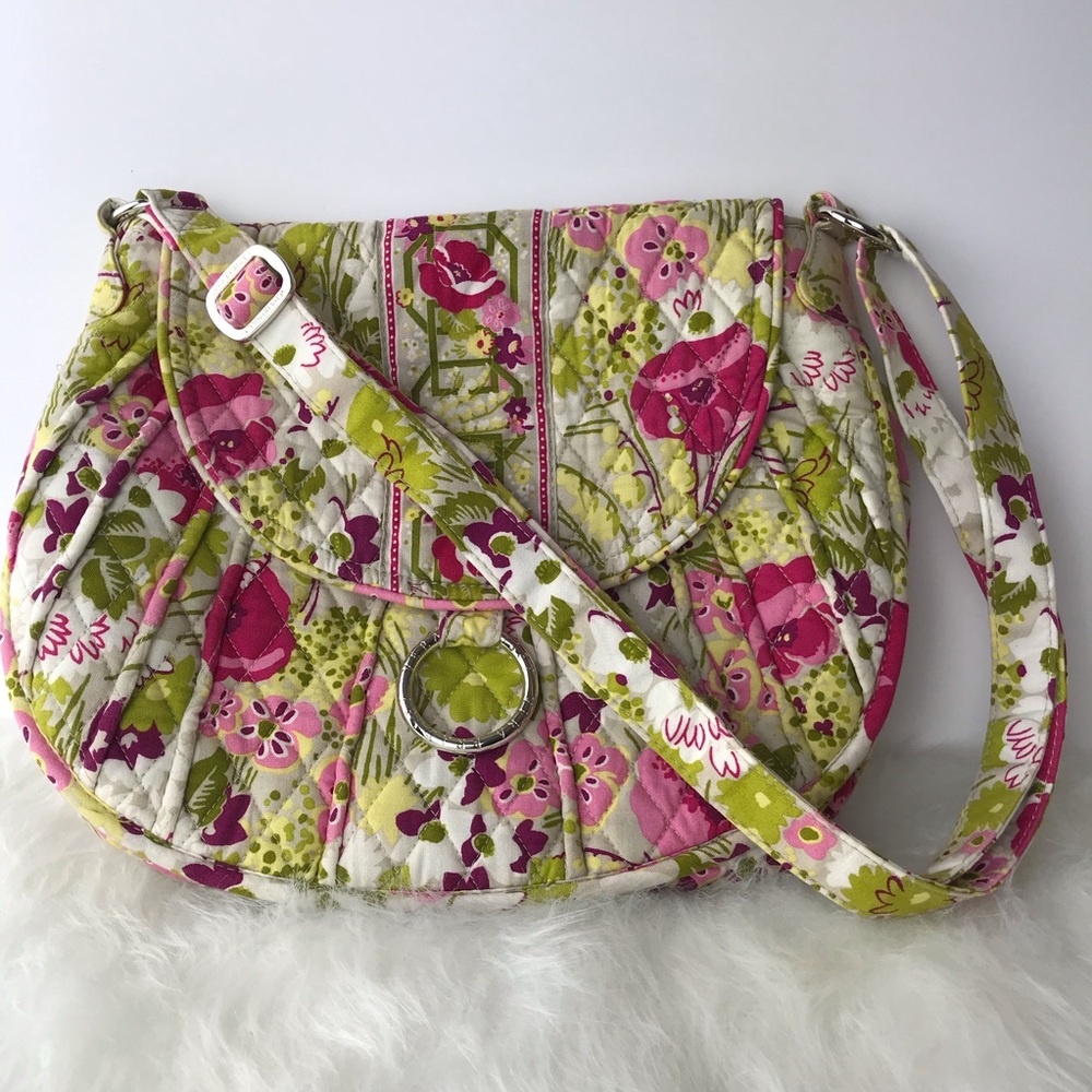Vera Bradley colorful quilted floral  pink green crossbody bag